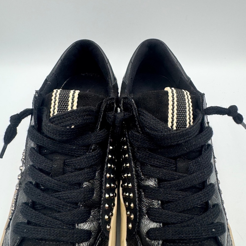 Shu Shop Rockstar Black Studded Star Low Top Sneakers Womens Size 6 Black Tan - Picture 10 of 11